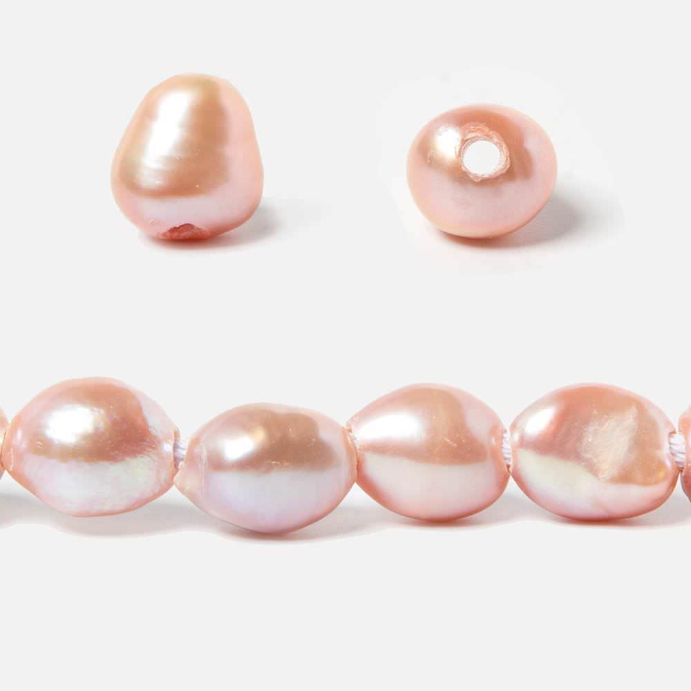 10-12mm Orangy Pink Baroque Straight Drill 2.5mm large hole Pearl 35 pcs - Beadsofcambay.com