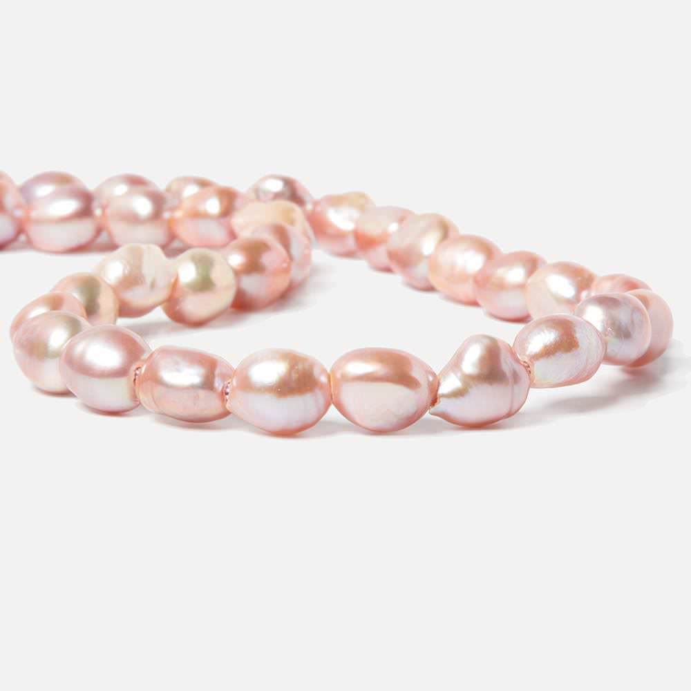 10-12mm Orangy Pink Baroque Straight Drill 2.5mm large hole Pearl 35 pcs - Beadsofcambay.com