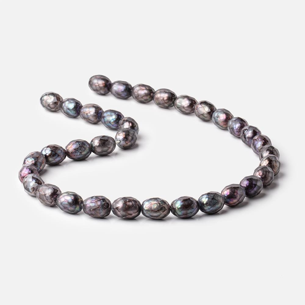 10-12mm Peacock Faceted Oval Freshwater Pearls 15.5 inch 33 beads - Beadsofcambay.com