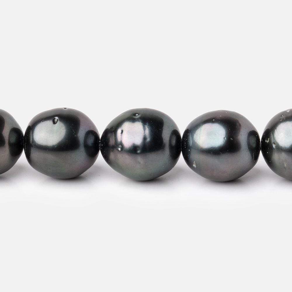 10-12mm Peacock Tahitian Round Saltwater Pearl strand 16 inch 35 pieces - Beadsofcambay.com