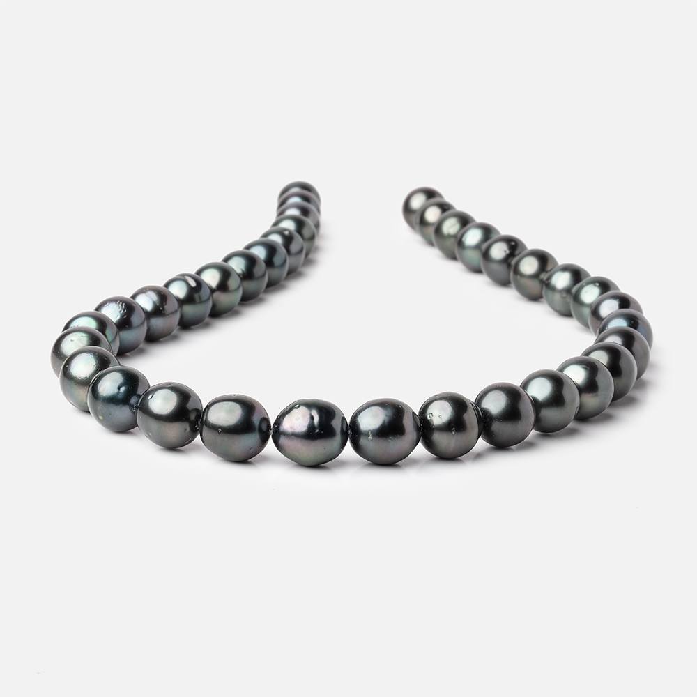 10-12mm Peacock Tahitian Round Saltwater Pearl strand 16 inch 35 pieces - Beadsofcambay.com