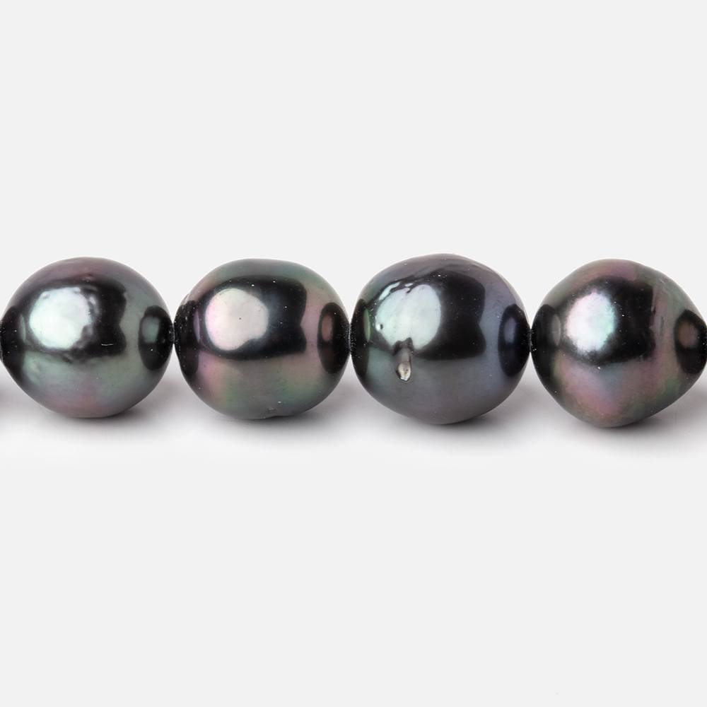 10-12mm Peacock Tahitian Round Saltwater Pearl strand 16 inch 37 pieces AA - Beadsofcambay.com