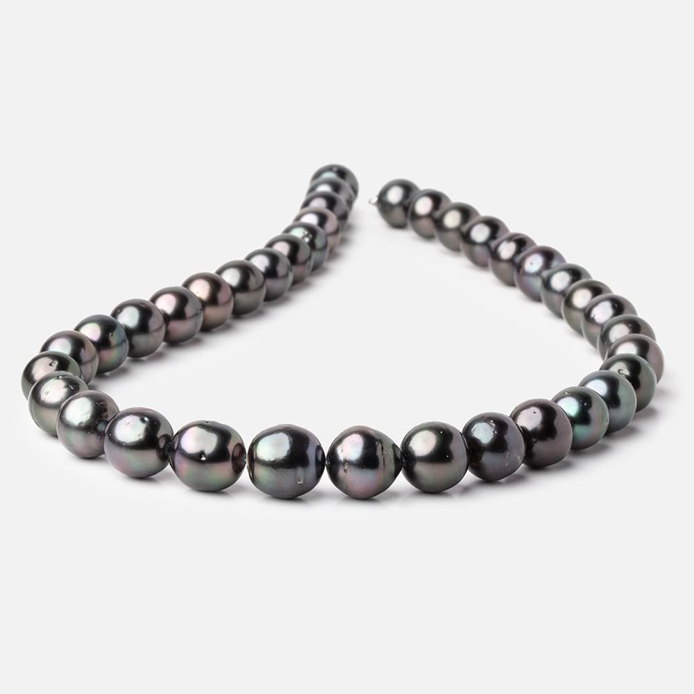 10-12mm Peacock Tahitian Round Saltwater Pearl strand 16 inch 37 pieces AA - Beadsofcambay.com