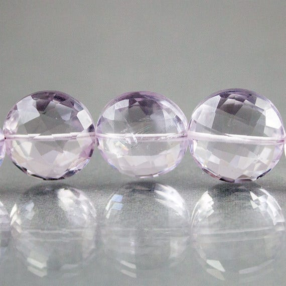 10 - 12mm Pink Amethyst Faceted Coin Beads 8 inch 19 beads AA Grade - Beadsofcambay.com