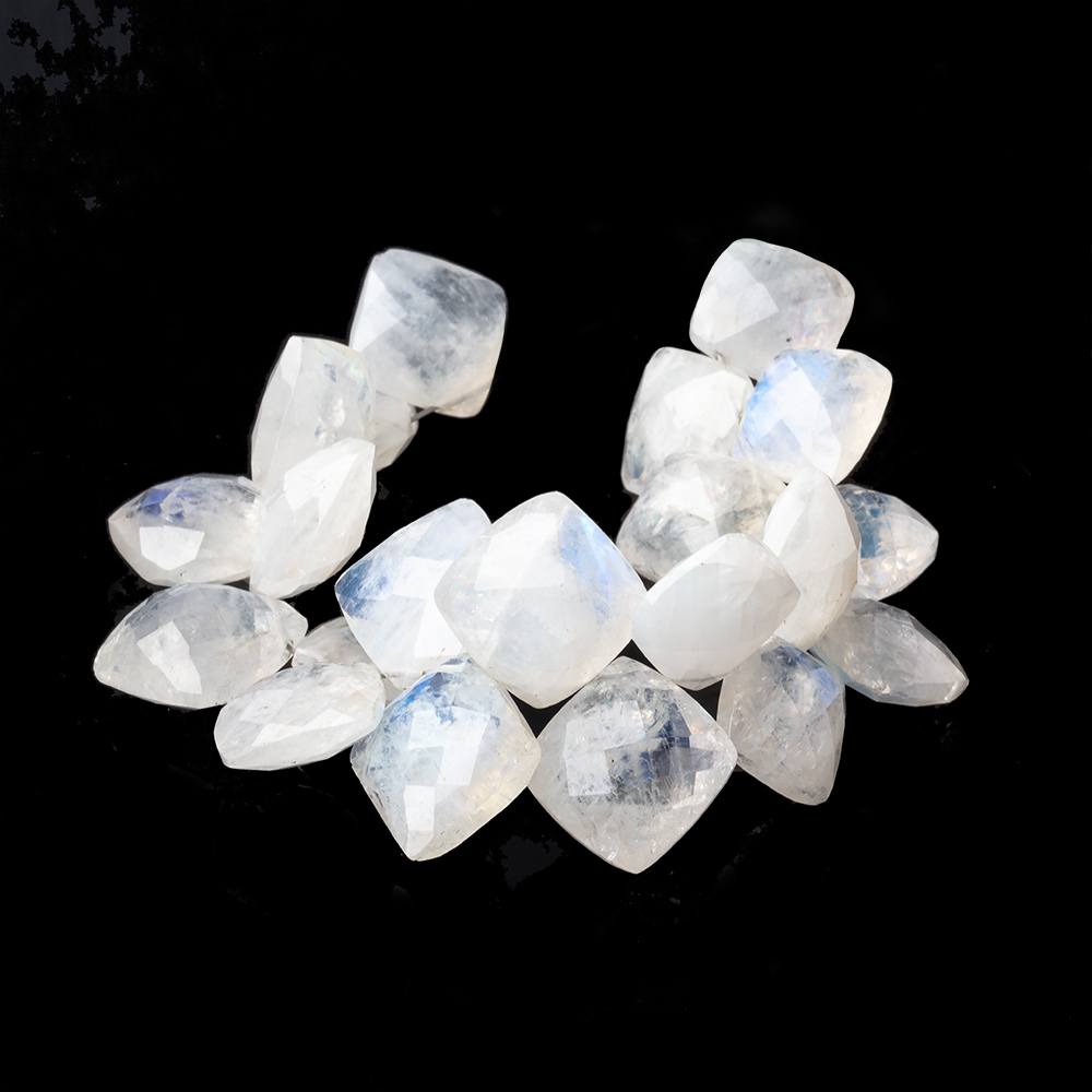 10-12mm Rainbow Moonstone Faceted Square Cushion Beads 5.5 inch 20 pieces - Beadsofcambay.com
