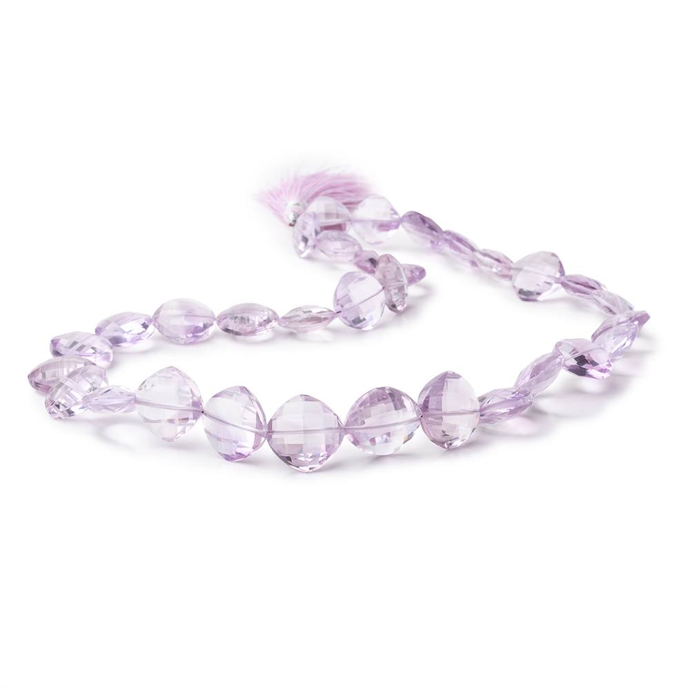 10-13.5mm Pink Amethyst Checkerboard Faceted Pillow Beads 16 inch 32 pieces - Beadsofcambay.com