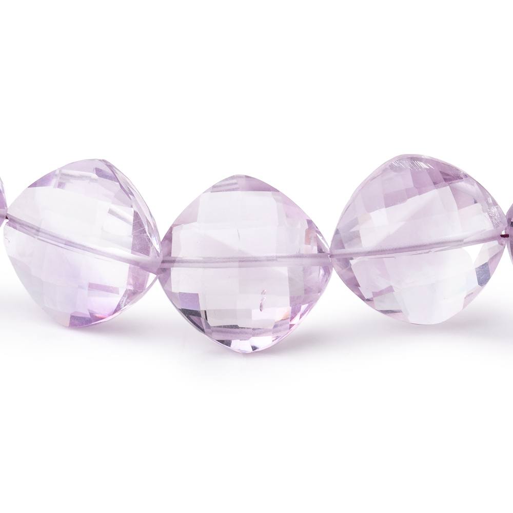 10-13.5mm Pink Amethyst Checkerboard Faceted Pillow Beads 16 inch 32 pieces - Beadsofcambay.com