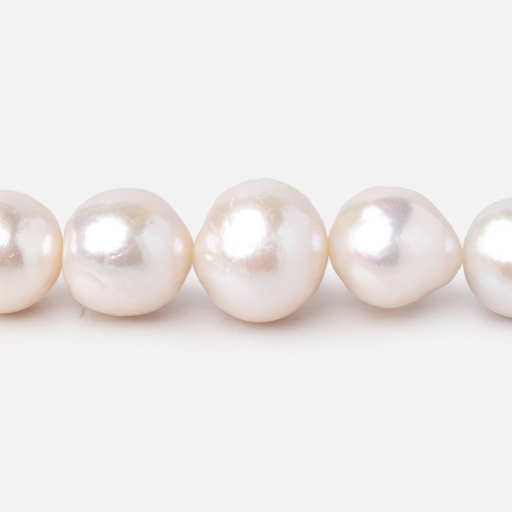 10-13.5mm White Off Round Freshwater Pearls 16 inch 37 Beads AA - Beadsofcambay.com