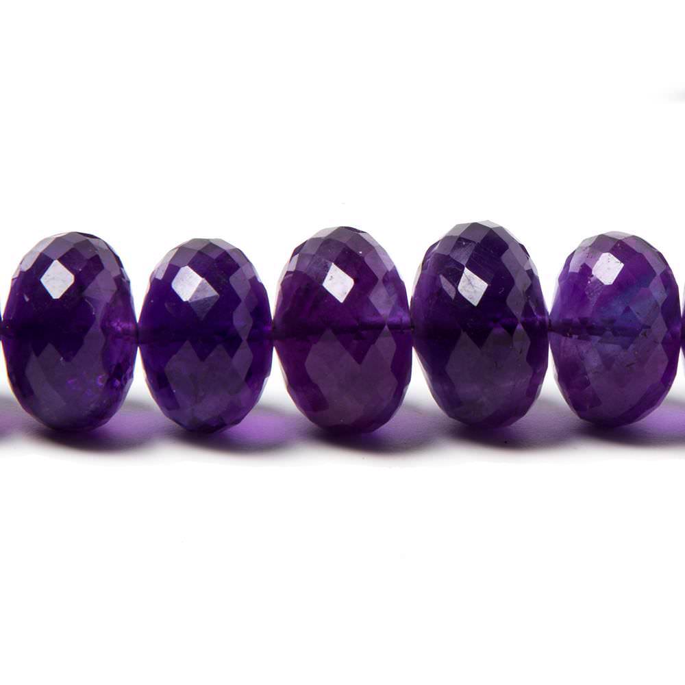 10-13mm Amethyst faceted rondelle beads 16 inch 56 pieces AAA - Beadsofcambay.com