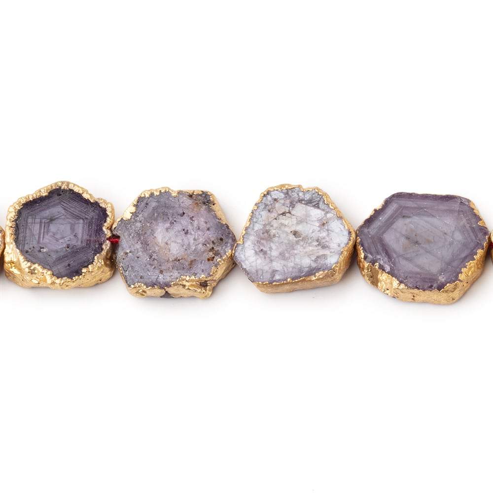 10-13mm Gold Leafed Corundum Slice Beads 14 inch 30 pieces - Beadsofcambay.com