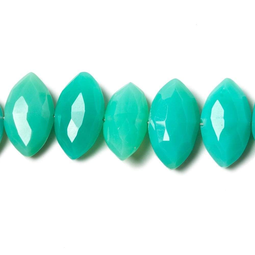 10-13mm Mint Green Chalcedony Side Drilled Faceted Marquise Beads 8 inch 29 pcs - Beadsofcambay.com