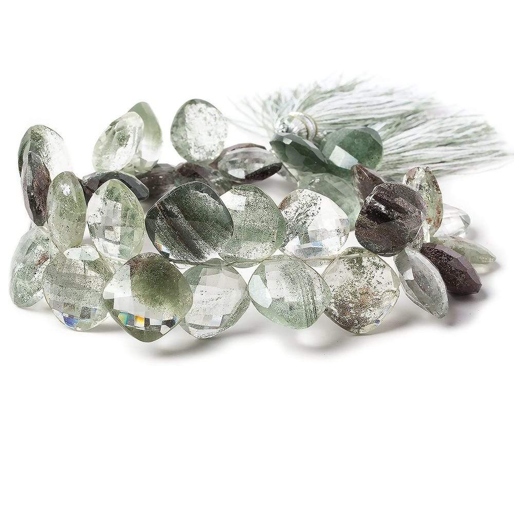10-13mm Mossy Quartz Beads Corner Drilled Pillow 8 inch 38 pieces - Beadsofcambay.com