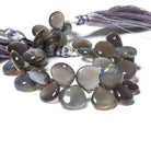 10-13mm Platinum Moonstone plain heart 7.75 inch 38 Beads - Beadsofcambay.com