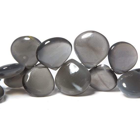 10-13mm Platinum Moonstone plain heart 7.75 inch 38 Beads - Beadsofcambay.com