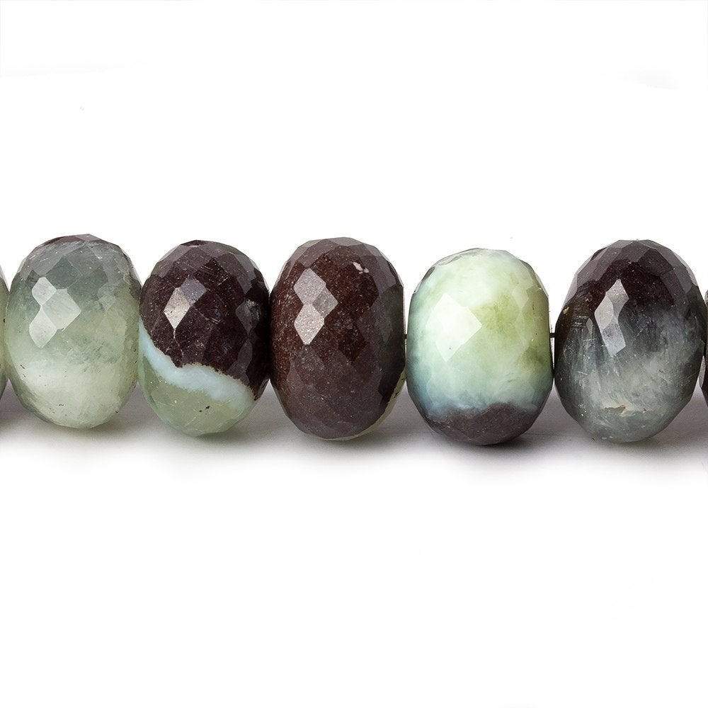 10-13mm Prehnite and Matrix Faceted Rondelle Beads 16 inch 53 pieces - Beadsofcambay.com