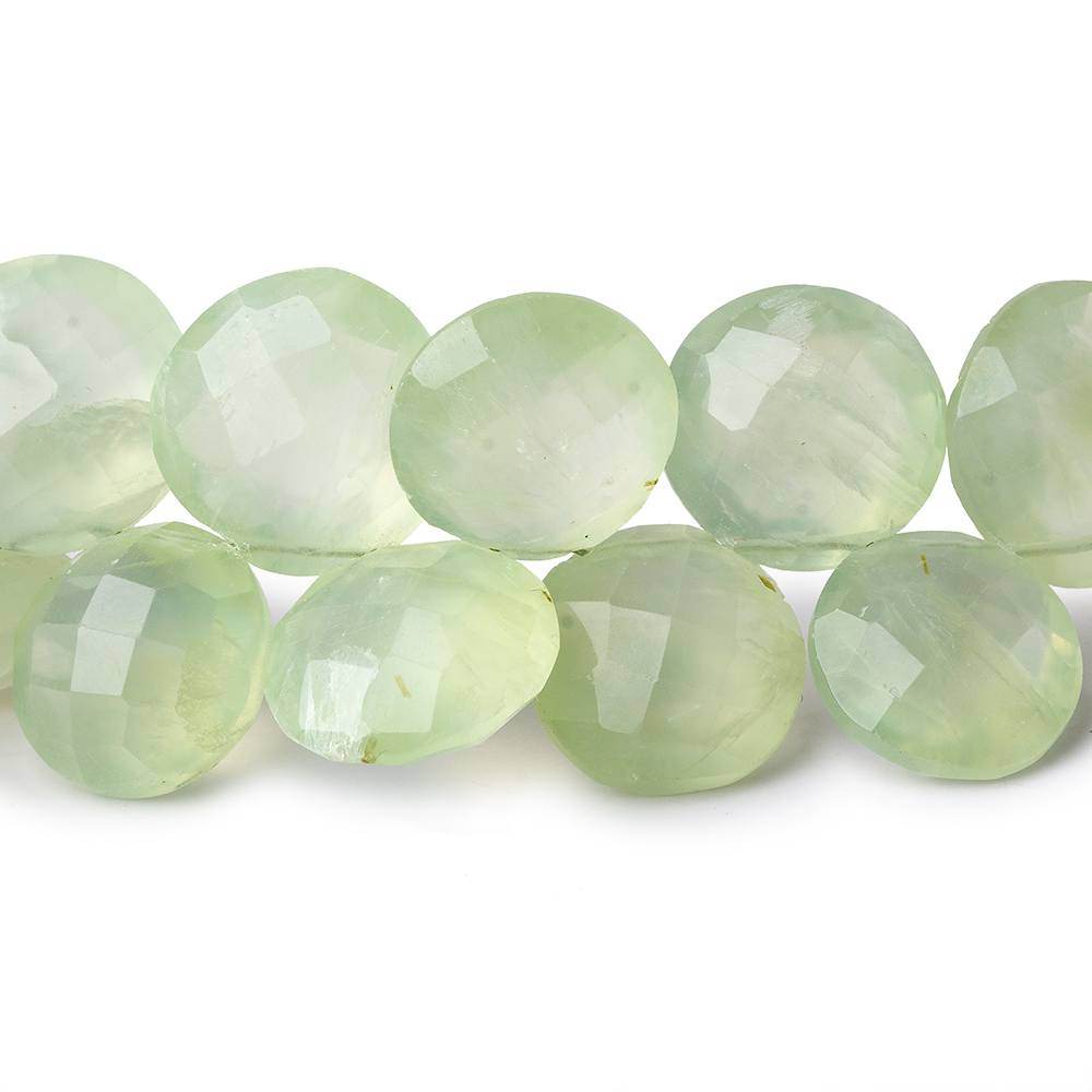 10-13mm Prehnite Top Drilled Faceted Coin Beads 8 inch 34 pieces - Beadsofcambay.com