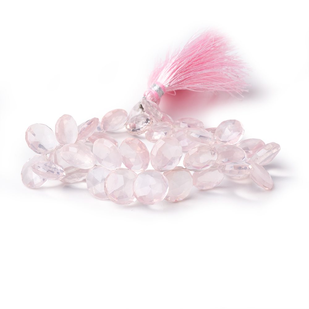 10-13mm Rose Quartz Top Drilled Faceted Coins 8.5 inch 40 Beads - Beadsofcambay.com