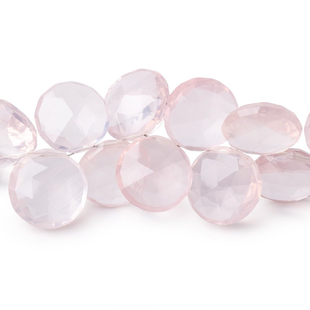 10-13mm Rose Quartz Top Drilled Faceted Coins 8.5 inch 40 Beads - Beadsofcambay.com