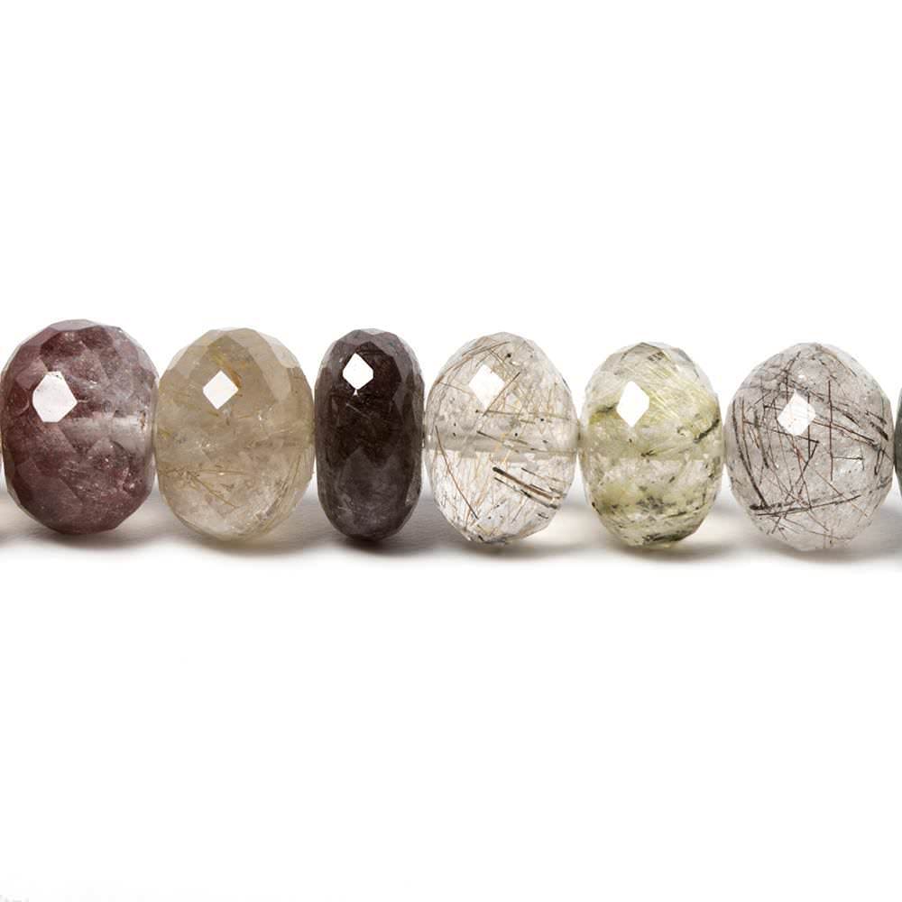 10-13mm Sagenetic Quartz Faceted Rondelle 8 inch 28 pieces - Beadsofcambay.com