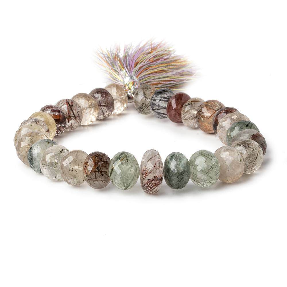 10-13mm Sagenetic Quartz Faceted Rondelle 8 inch 28 pieces - Beadsofcambay.com