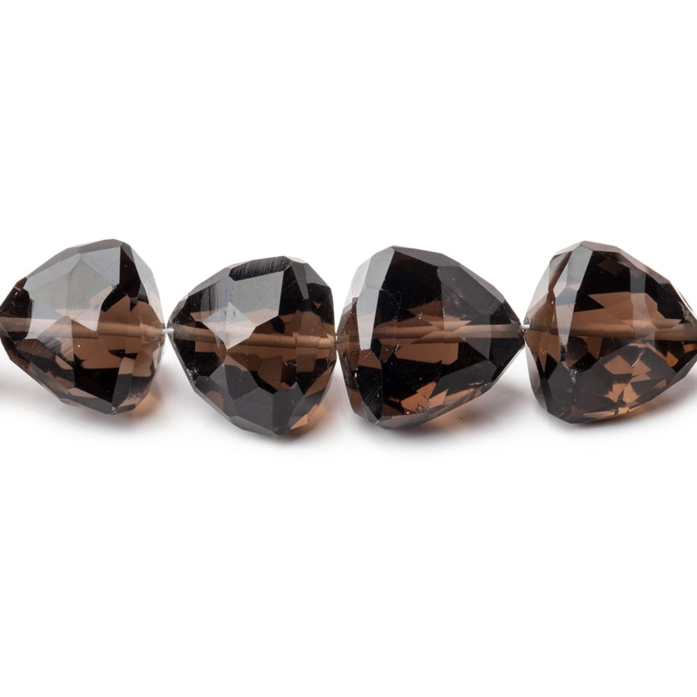 10-13mm Smoky Quartz Faceted Trillion Beads 16 inch 40 pieces - Beadsofcambay.com