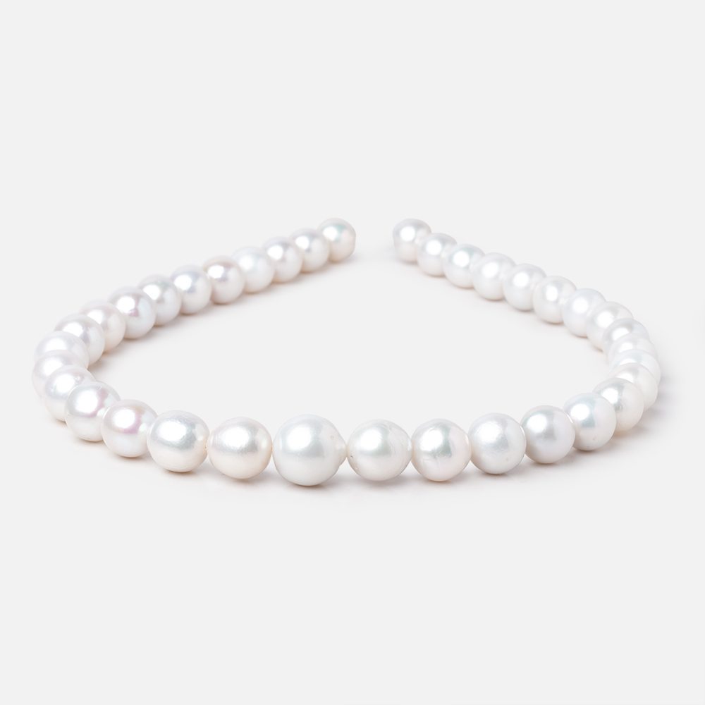 10-13mm White Off Round Freshwater Pearls 16 inch 36 Beads AA - Beadsofcambay.com