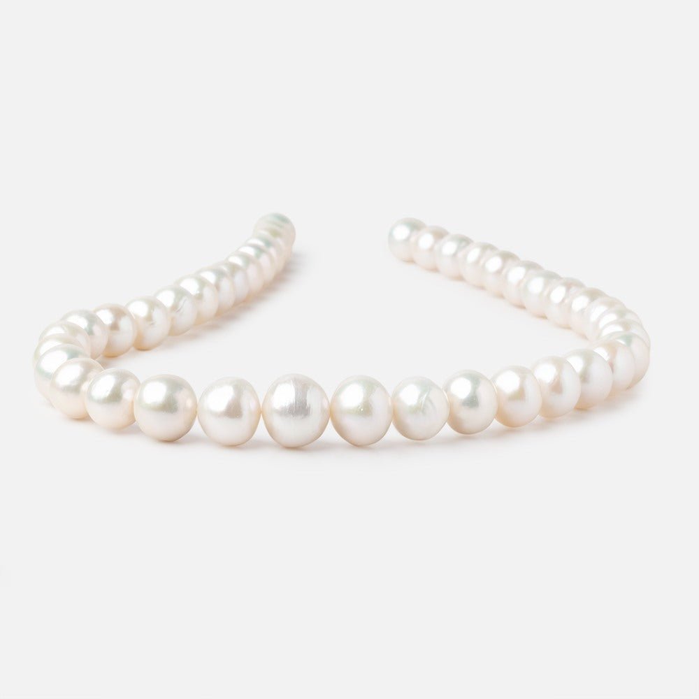 10-13mm White Off Round Freshwater Pearls 16 inch 38 Beads AA - Beadsofcambay.com