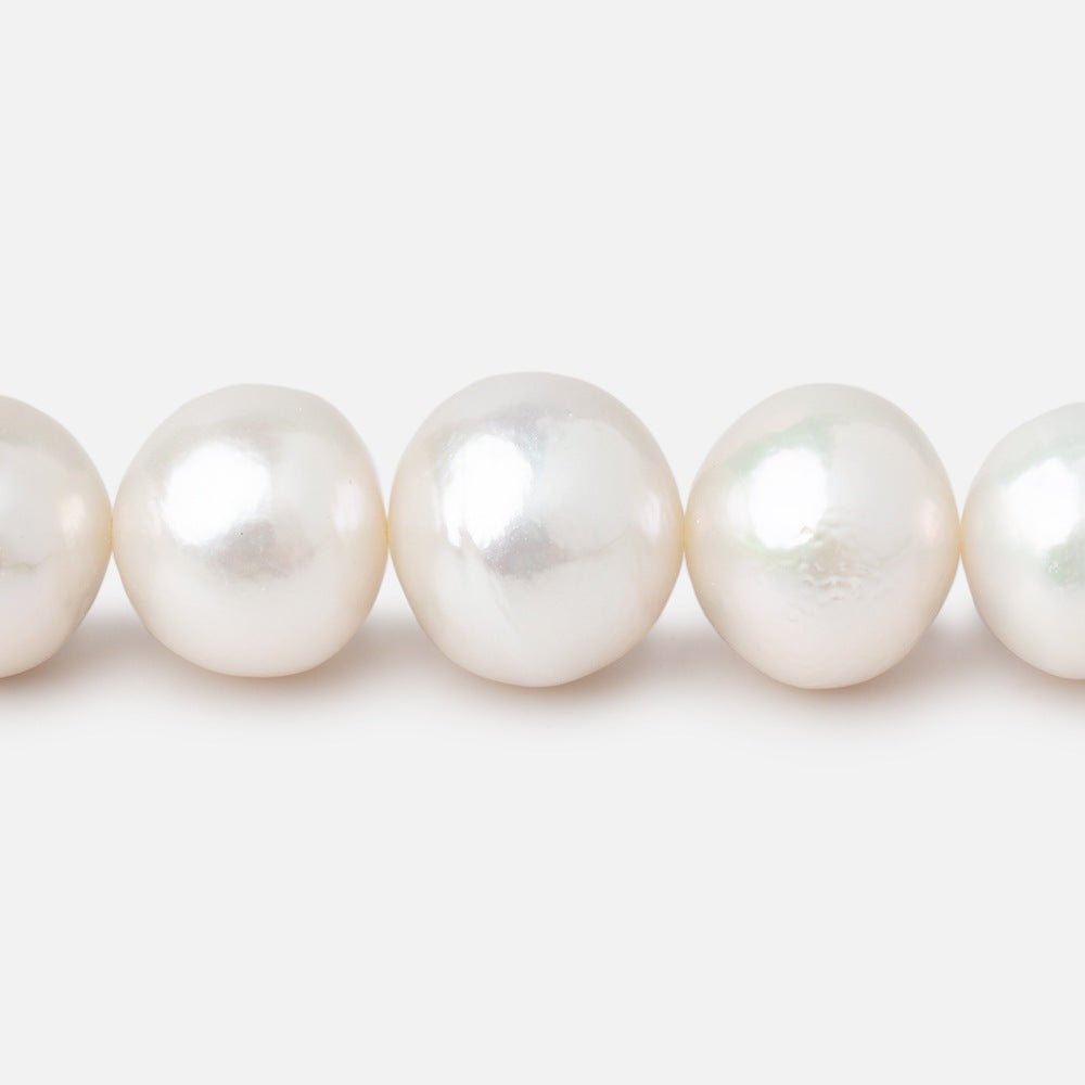 10-13mm White Off Round Freshwater Pearls 16 inch 38 Beads AA - Beadsofcambay.com