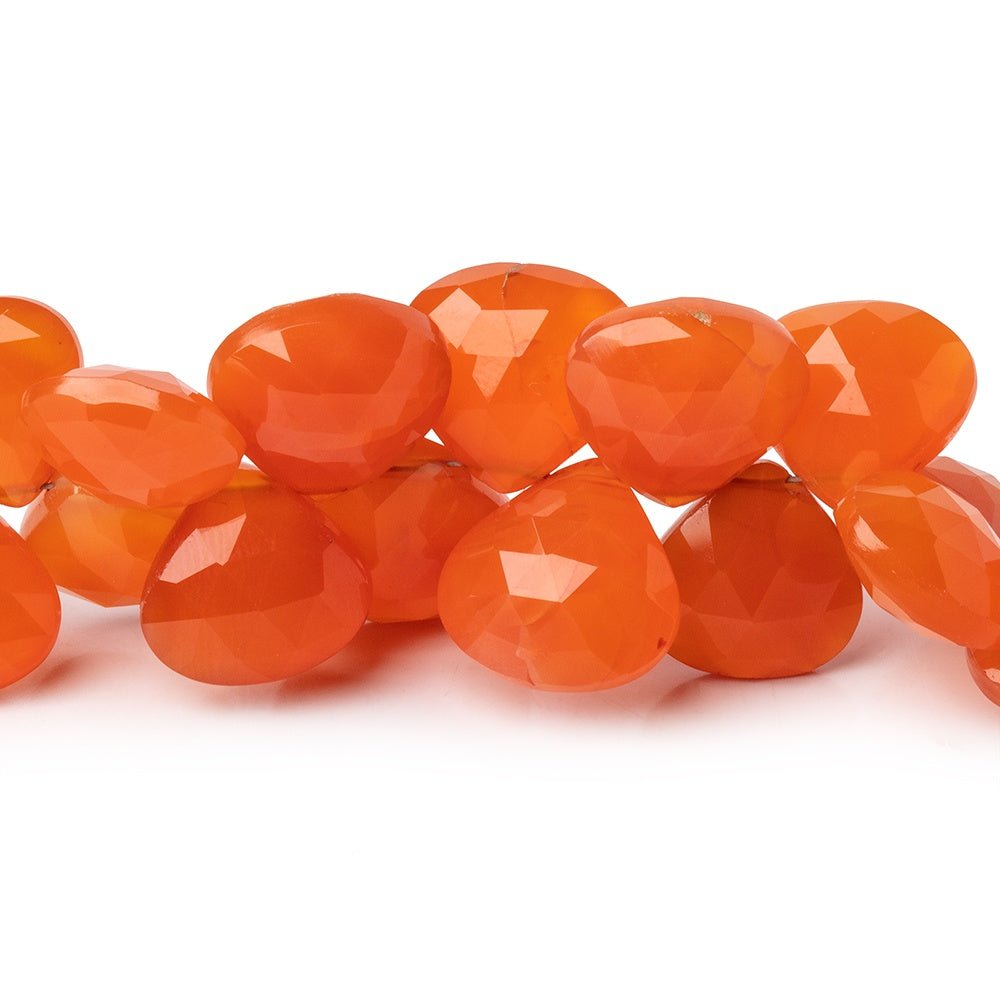 10-14mm Carnelian Faceted Heart Beads 8 inch 43 pieces - Beadsofcambay.com