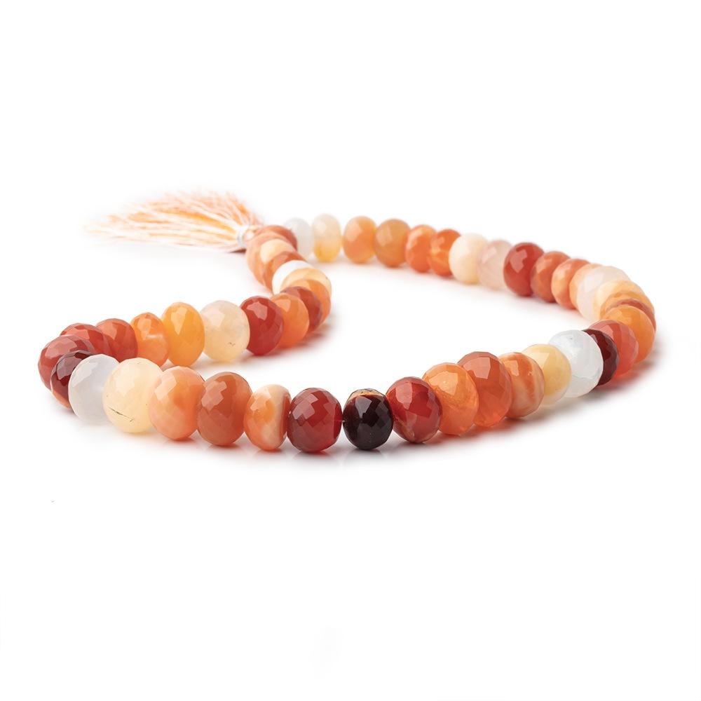 10-14mm Mexican Fire Opal faceted rondelle beads 14 in. 49 pieces AA Quality - Beadsofcambay.com