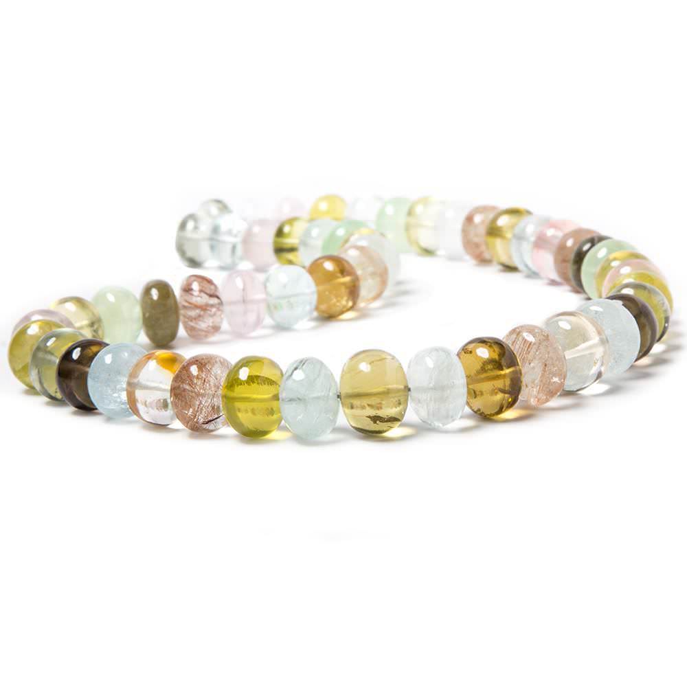 10-14mm Multi Gemstone Plain Rondelle Beads AAA Grade 17 inch 51 pieces - Beadsofcambay.com