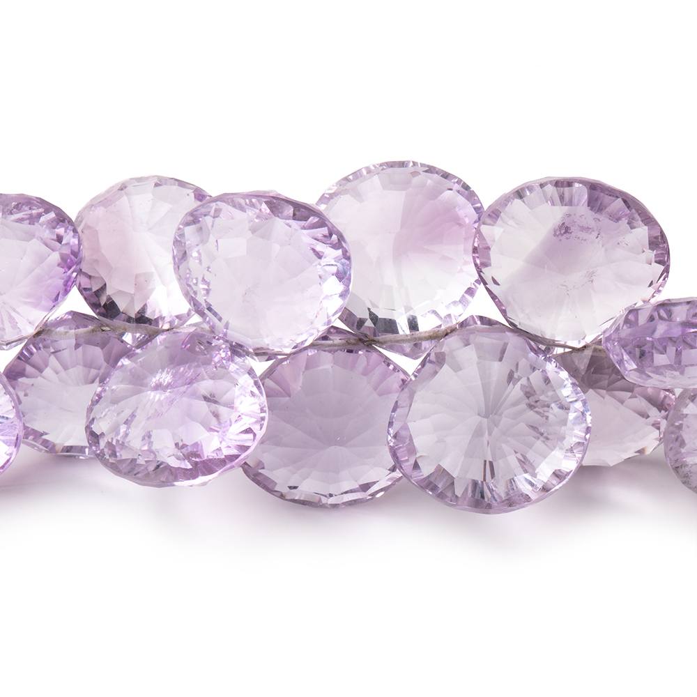 10-14mm Pink Amethyst Concave Faceted heart Beads 8 inch 46 pieces AAA - Beadsofcambay.com