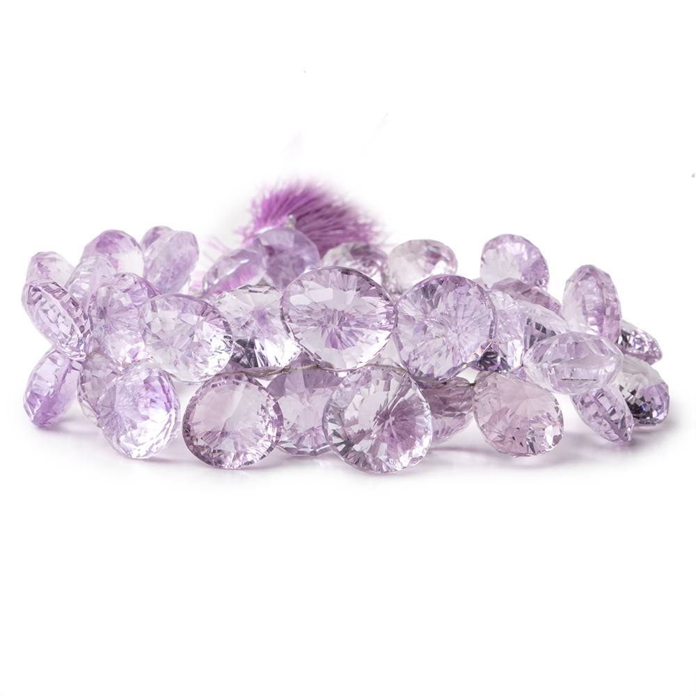 10-14mm Pink Amethyst Concave Faceted heart Beads 8 inch 46 pieces AAA - Beadsofcambay.com