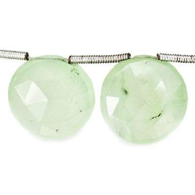 10-14mm Prehnite Beads Top Drilled Faceted Coin 9 inch 15 pieces - Beadsofcambay.com
