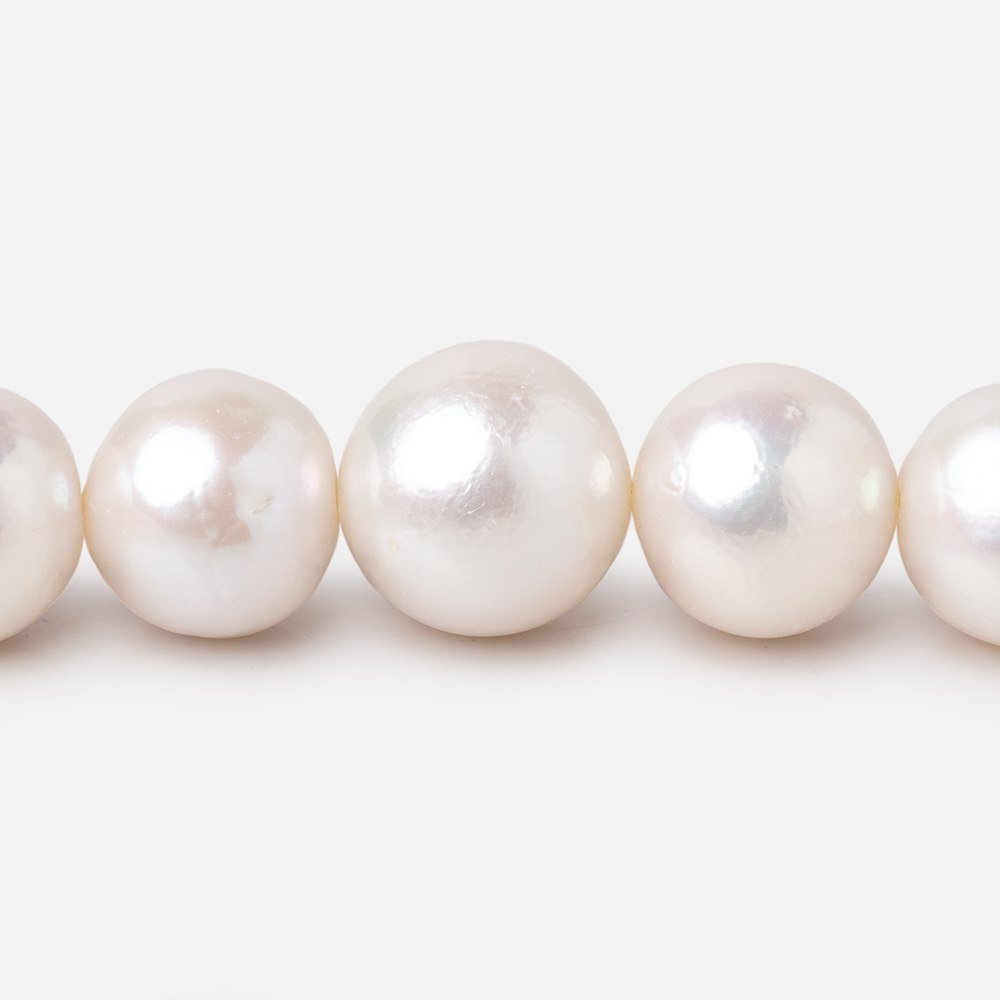 10-14mm White Off Round Freshwater Pearls 16 inch 38 Beads AA - Beadsofcambay.com