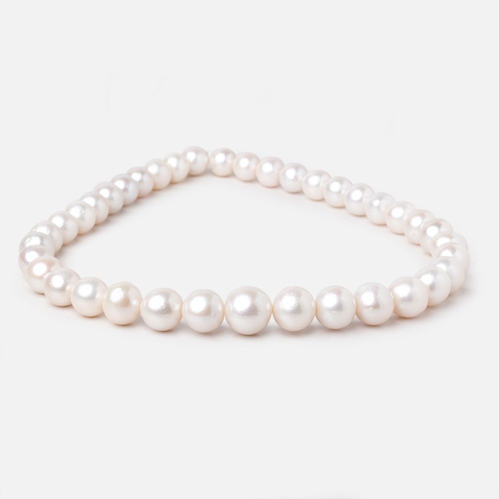 10-14mm White Off Round Freshwater Pearls 16 inch 38 Beads AA - Beadsofcambay.com