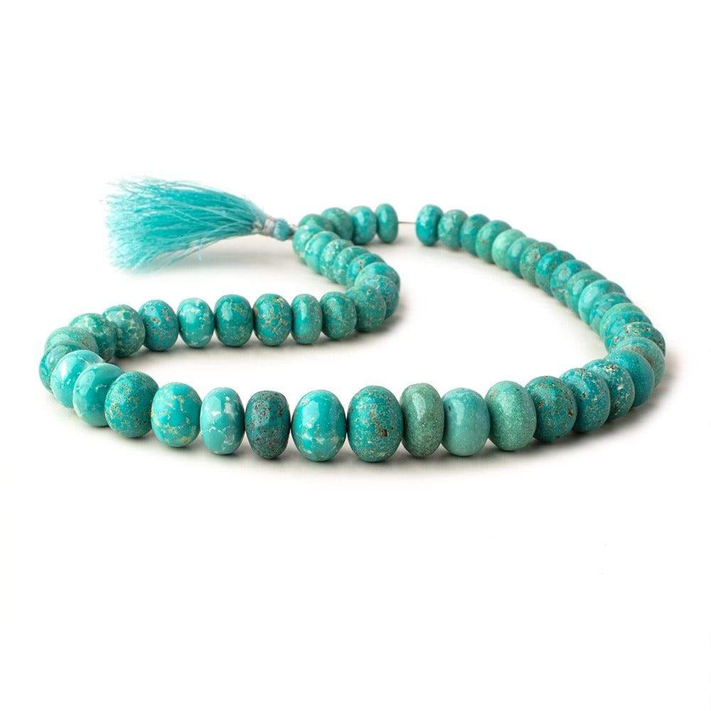 10-15.5mm Turquoise Plain Rondelle Beads 18 inch 58 pieces - Beadsofcambay.com