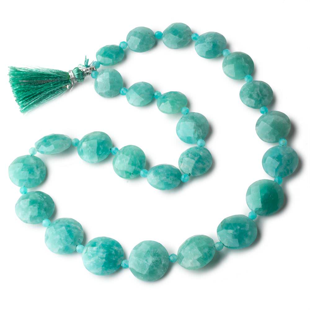 10-15mm Amazonite faceted coin & rondelle beads 15 inch 25 coins 26 rondelles - Beadsofcambay.com