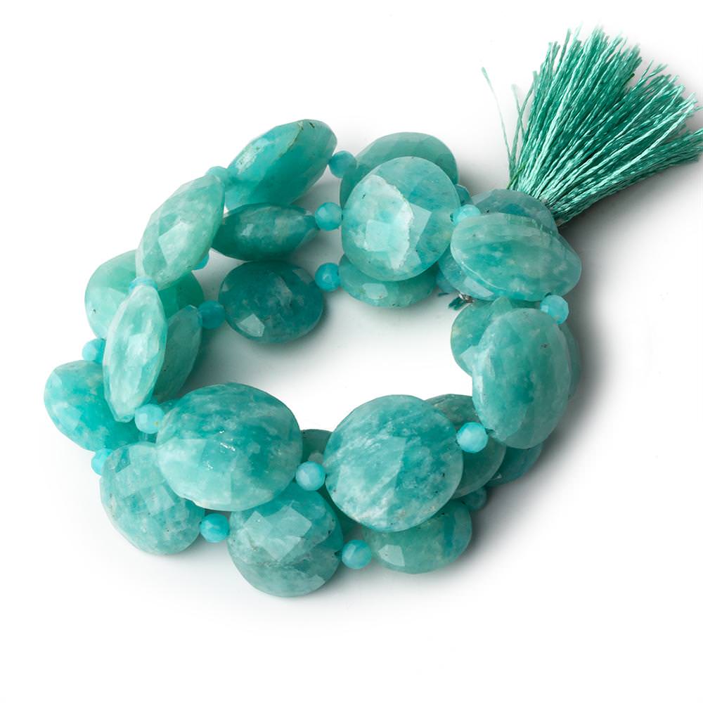 10-15mm Amazonite faceted coin & rondelle beads 15 inch 25 coins 26 rondelles - Beadsofcambay.com