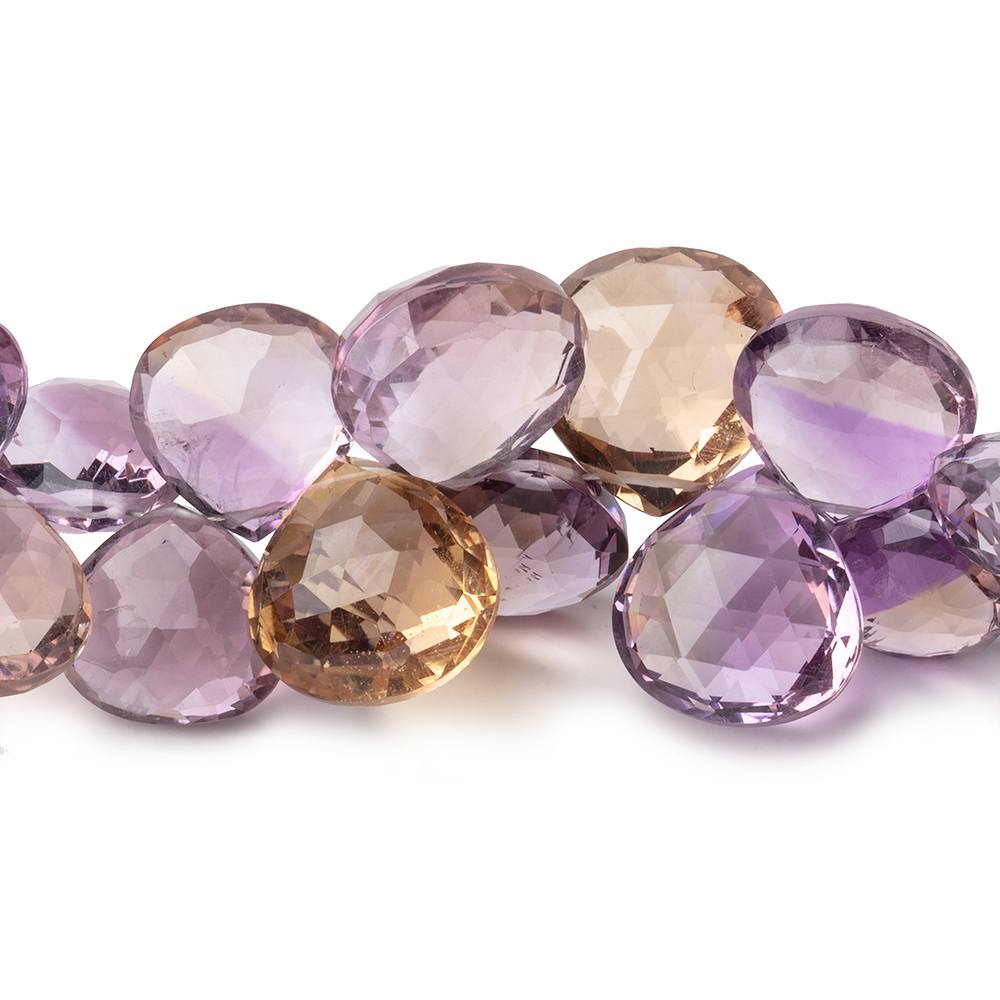 10-15mm Ametrine Faceted Heart Beads 8 inch 43 pieces - Beadsofcambay.com