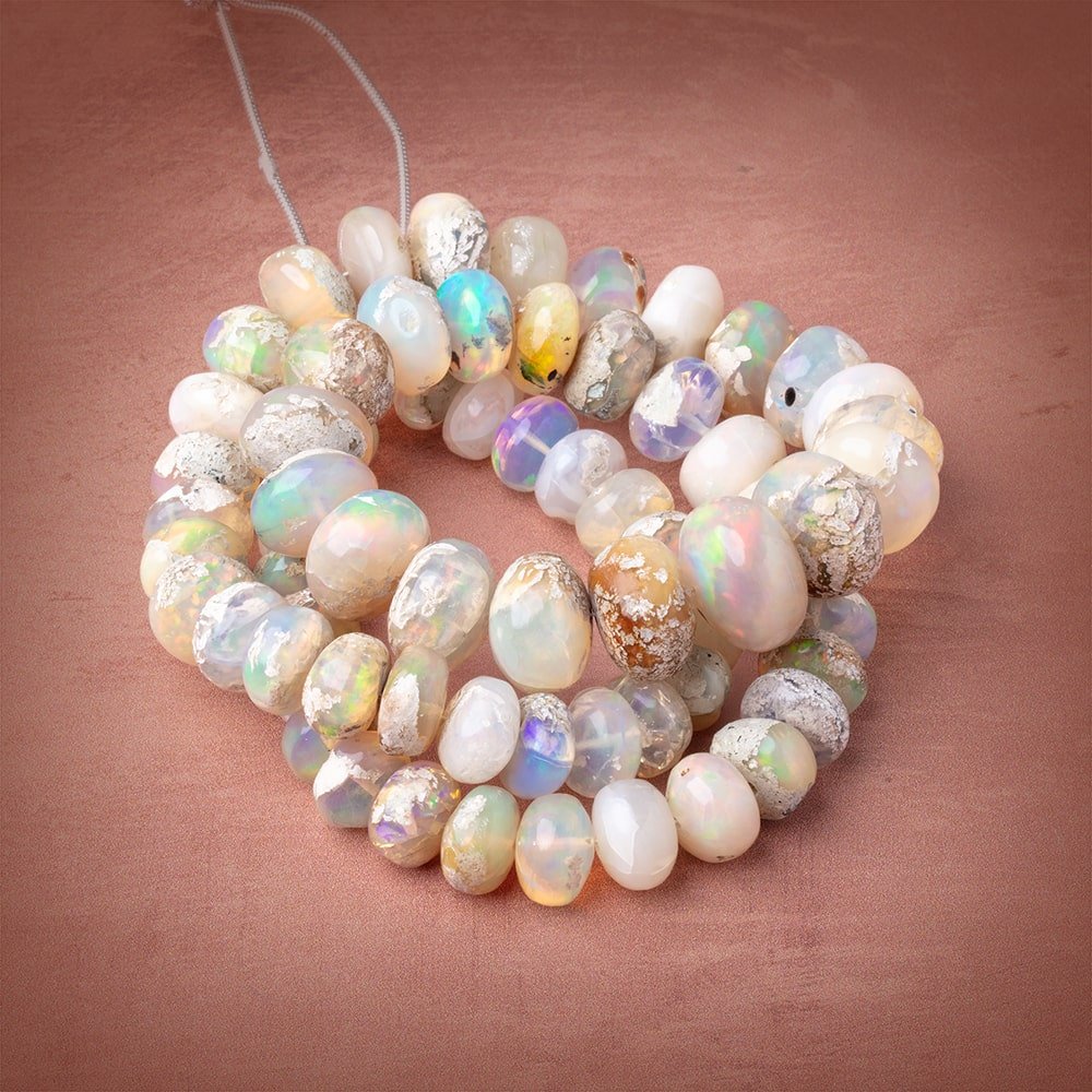10-15mm Ethiopian Opal with Matrix Plain Rondelle Beads 20 inch 69 pieces AA - Beadsofcambay.com