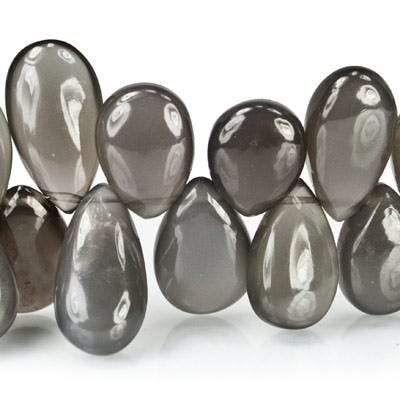 10-15mm Platinum Grey Moonstone Plain Pear Beads, AA Grade 46 pcs - Beadsofcambay.com