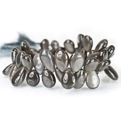10-15mm Platinum Grey Moonstone Plain Pear Beads, AA Grade 46 pcs - Beadsofcambay.com
