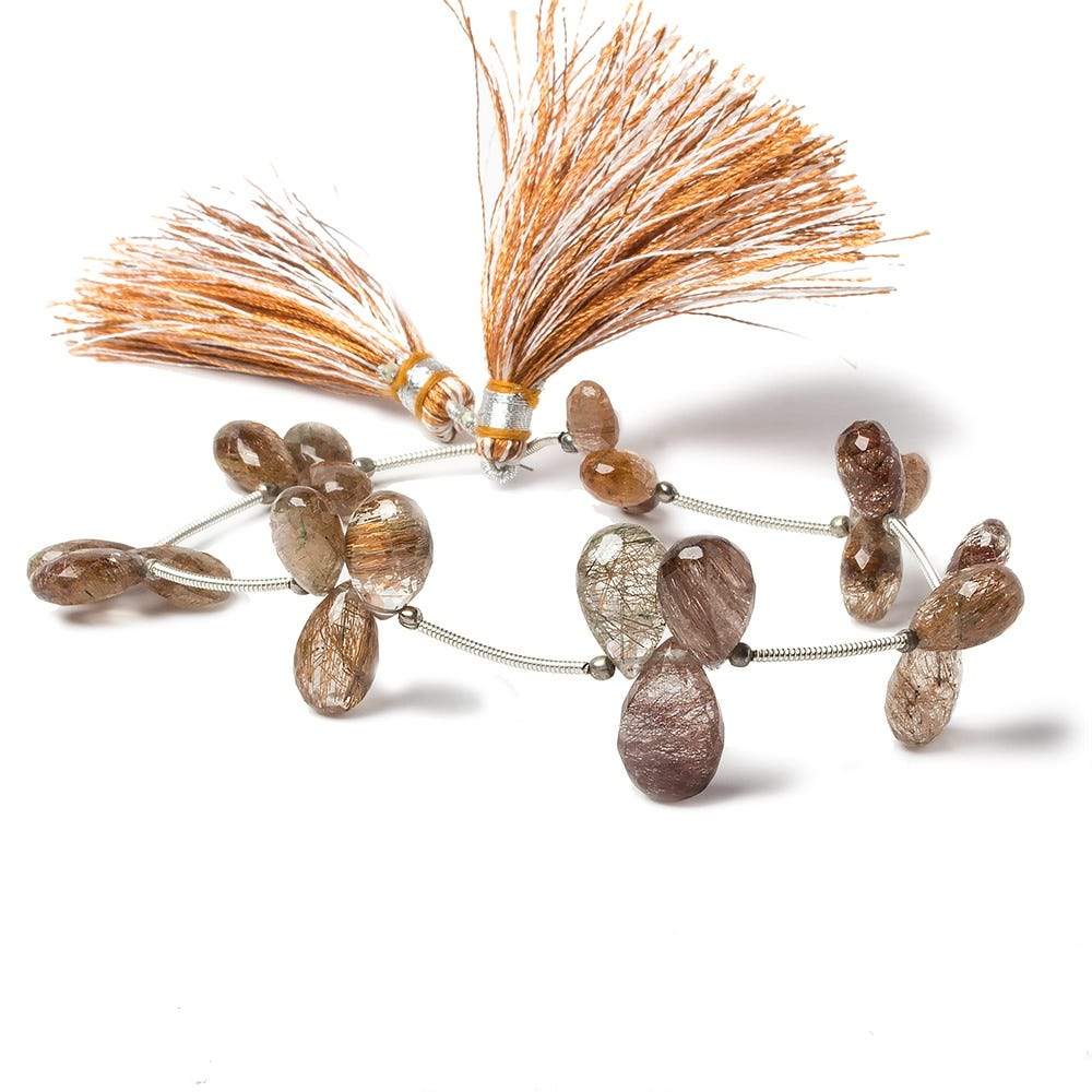 10-15mm Rutilated Topaz Pear Briolette 8 inch 21 pieces - Beadsofcambay.com