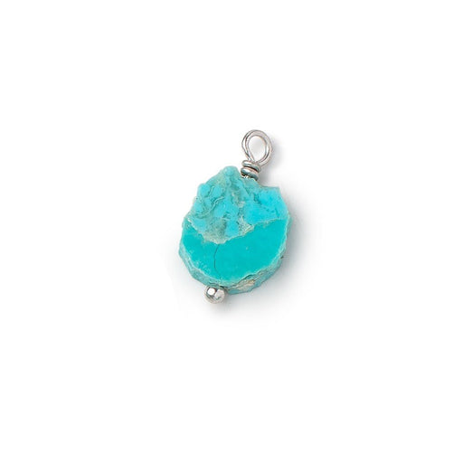 10-15mm Silver Wire Wrapped Sleeping Beauty Turquoise Slice Pendant 1 piece - Beadsofcambay.com