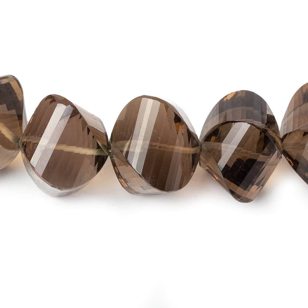 10-15mm Smoky Quartz Faceted Twist Beads 17 inch 37 pieces - Beadsofcambay.com