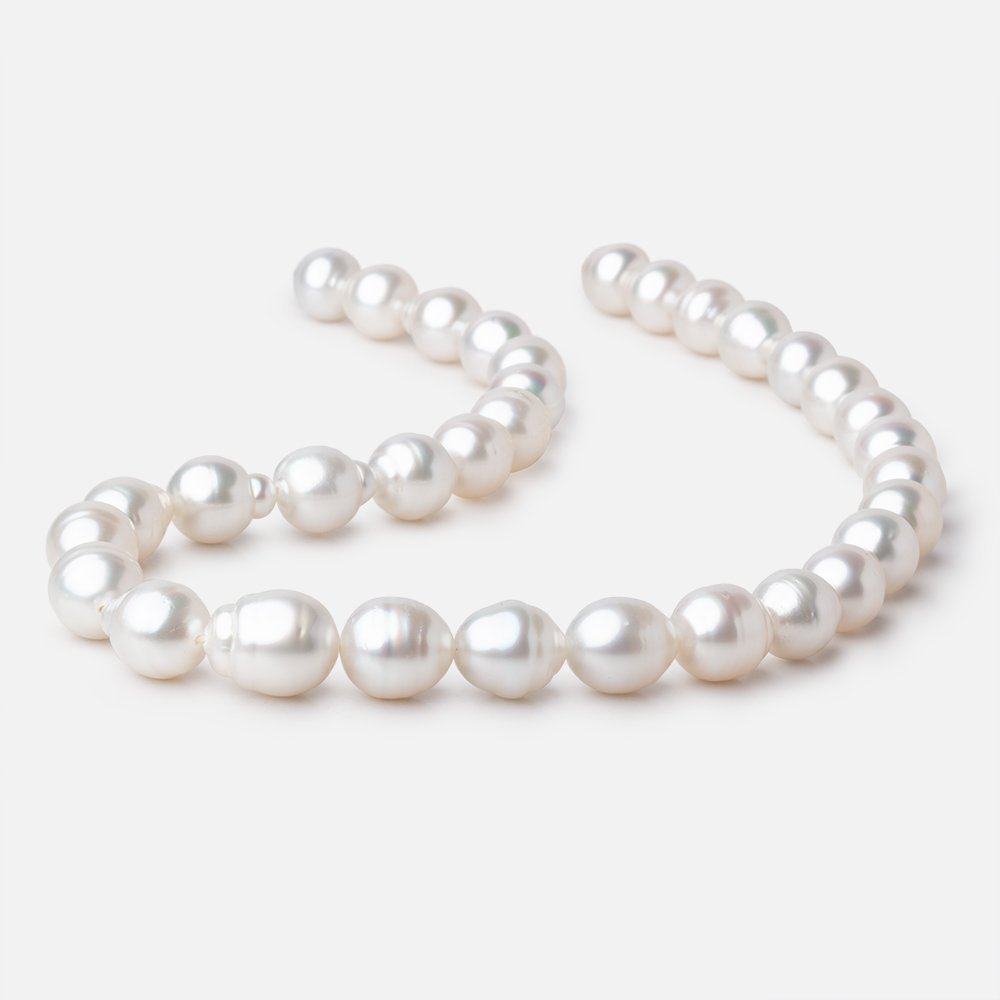 10-15mm White South Sea Saltwater Pearls 16 inch 33 Beads AA - Beadsofcambay.com