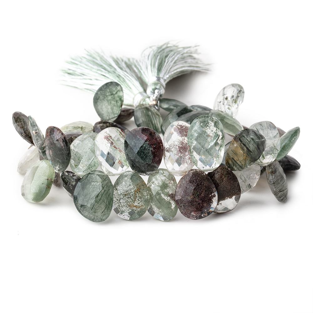 10-16mm Moss & Tourmalinated Quartz Faceted Free Shape 8 inch 41 Beads - Beadsofcambay.com
