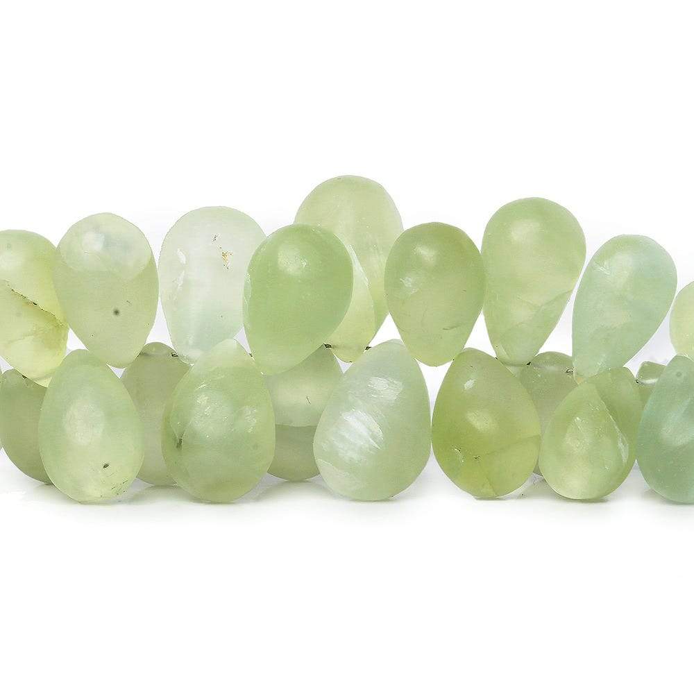 10-17mm Frosted Prehnite Plain Tear Drop 7.5 inch 50 pieces - Beadsofcambay.com