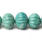 10-17mm Turquoise carved melon rondelle beads 18 inch 46 pieces - Beadsofcambay.com